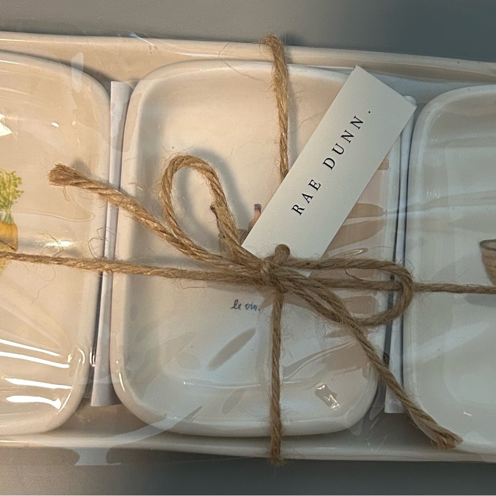 Rae Dunn Cream Ceramic Tray Trio